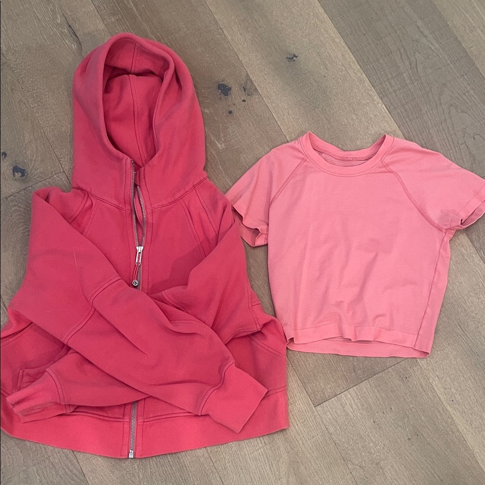 Pink Hoodie and T-Shirt Lululemon